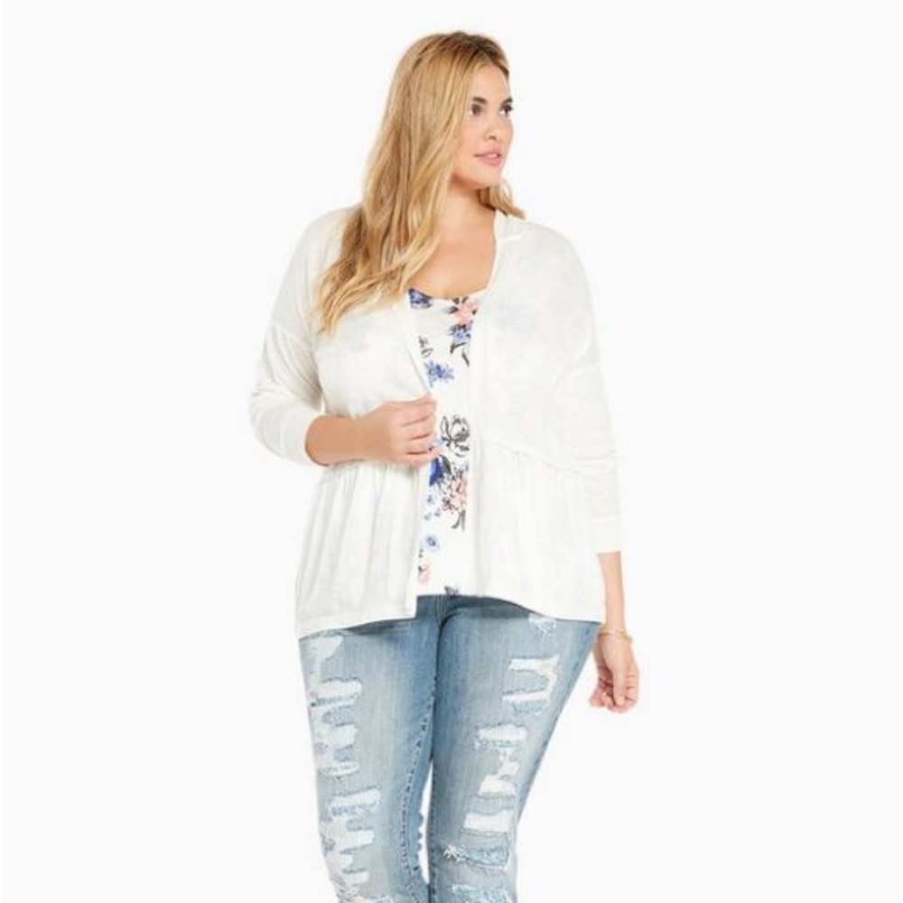 Draped Open Front Cardigan